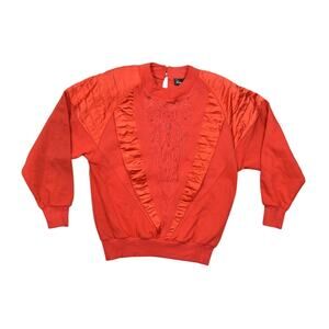 Vintage Richard Martin Red Pullover Sweater L Polyester Shoulder Padded